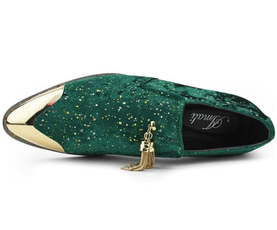Amali Chaz Men's Green Luxury Velvet Smoking Slippers
