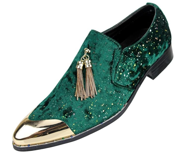 Amali Chaz Men's Green Luxury Velvet Smoking Slippers