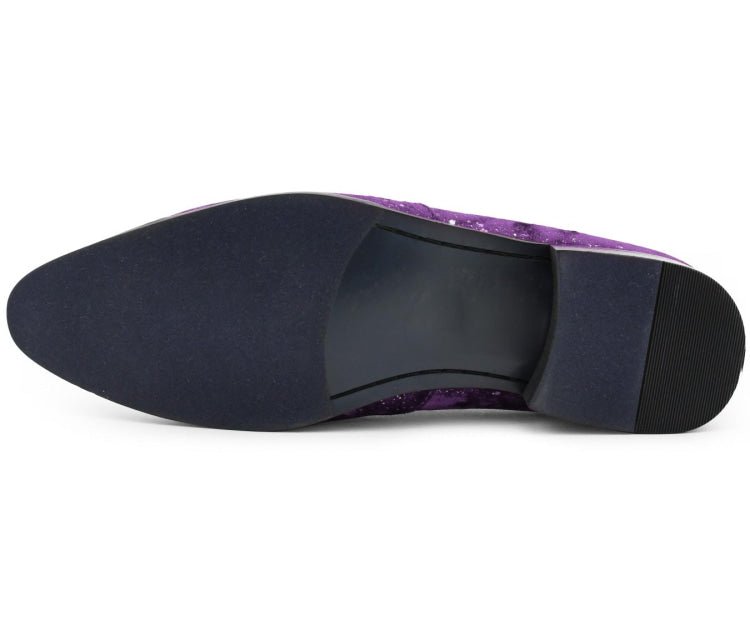 Amali Men's Velvet Gold Chain Tassel Loafer with Matching Metal - Purple