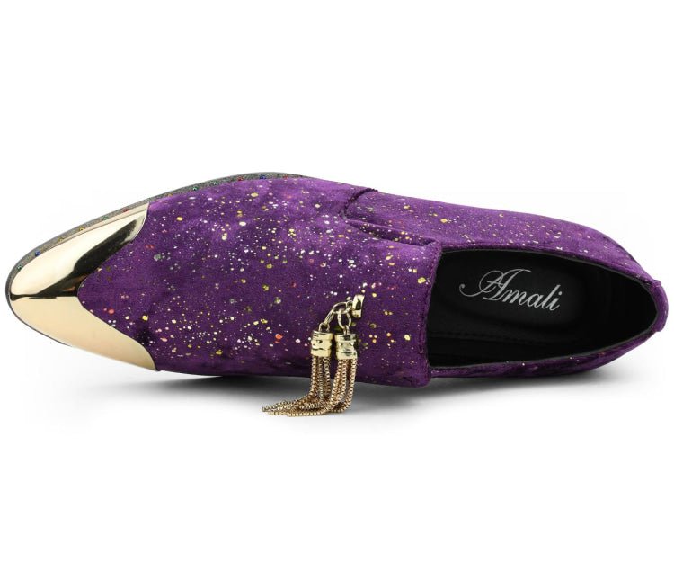 fitted lace wedding dress Amali Chaz Purple Men's Glitter Dress Shoes with Tassels
