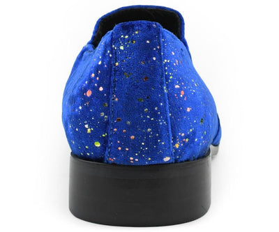 Amali Chaz Men’s Royal Blue with Gold Glitter Dress Shoes