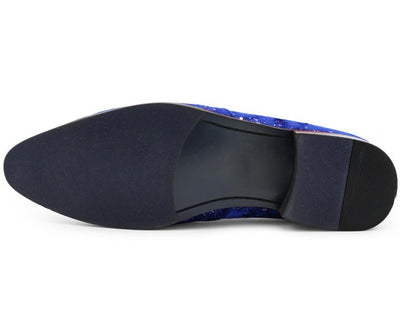 Amali Chaz Men’s Royal Blue with Gold Glitter Dress Shoes