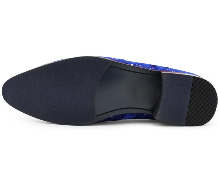 Amali Chaz Men’s Royal Blue with Gold Glitter Dress Shoes
