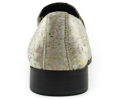 Amali Chaz Taupe Men’s Gold Glitter Dress Shoes