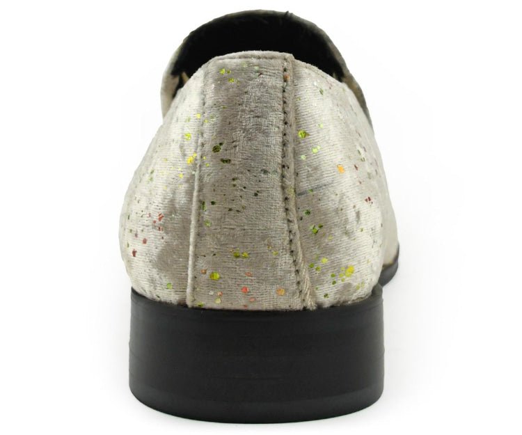 Amali Chaz Taupe Men’s Gold Glitter Dress Shoes