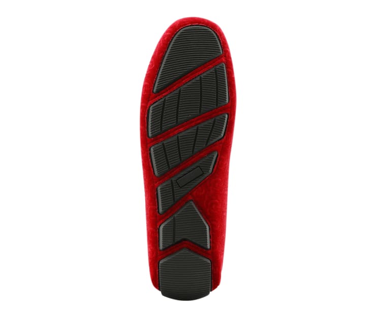 Amali Crimson Velvet Elegance Men’s Flower Embossed Velvet Moccasins