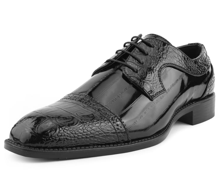 Amali Dallas Black Oxford Dress Shoes Eel Skin