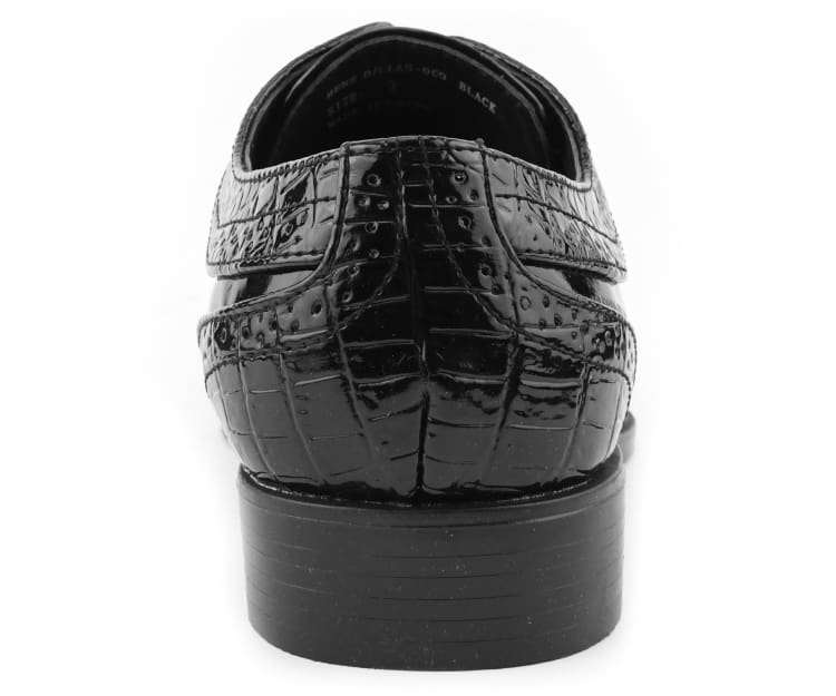 Amali Dallas Black Oxford Dress Shoes Eel Skin