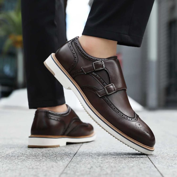 Amali Dario Casual Elegance Monk Strap Shoes Men’s Brown Leather