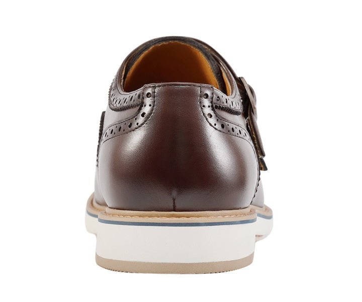 Amali Dario Casual Elegance Monk Strap Shoes Men’s Brown Leather