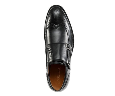 Amali Dario Men's Black Leather Noir Monk Strap Shoes
