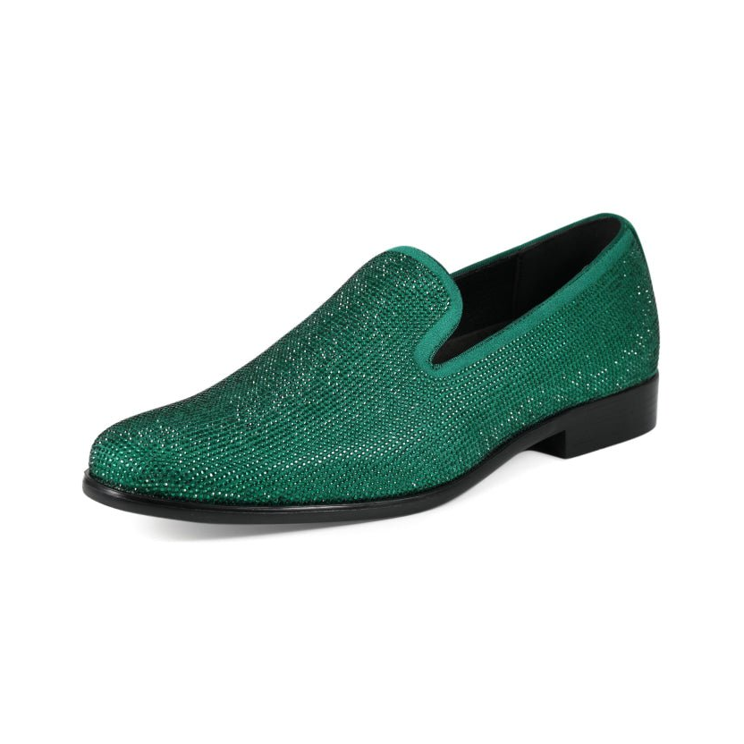 Amali Dazzle Green smoking slipper, front three-quarter view