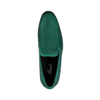 Amali Dazzle Green smoking slipper, top and opening view