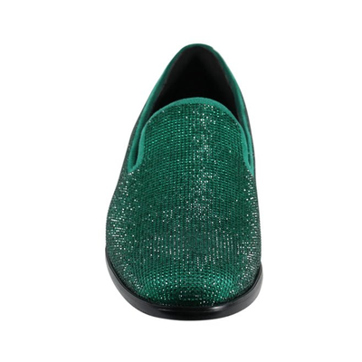 Amali Dazzle Green smoking slipper, front view