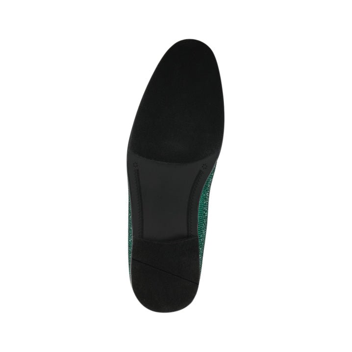 Amali Dazzle Green smoking slipper, outsole view