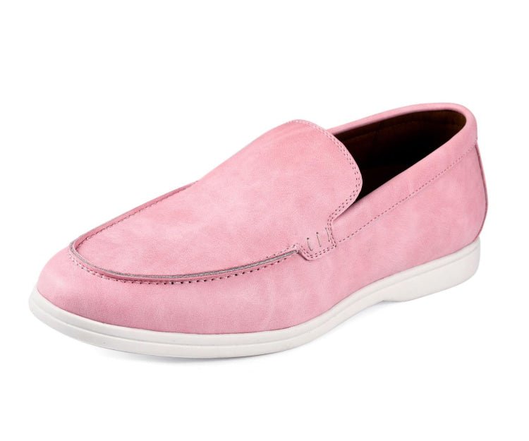 Amali Deniz Men's Pink Suede Slip On Loafers