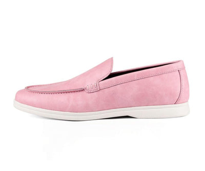Amali Deniz Men's Pink Suede Slip On Loafers