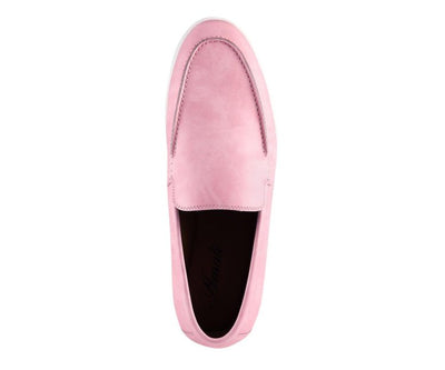 Amali Deniz Men's Pink Suede Slip On Loafers