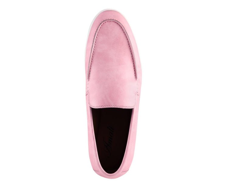 Amali Deniz Men's Pink Suede Slip On Loafers