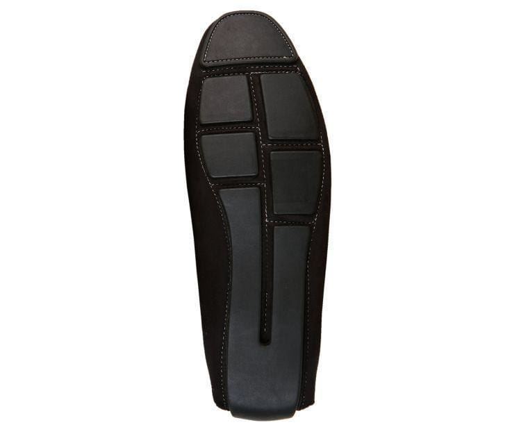Amali Ecker Black Men’s Suede Moccasins With Gold Chain