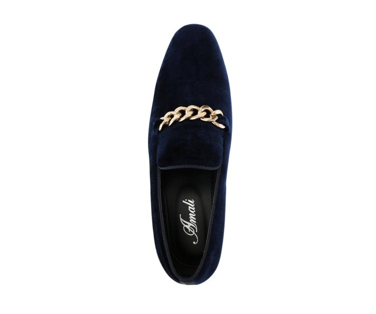 Amali Elegant Velvet Smoking Slippers Men’s With Gold Chain Ornament