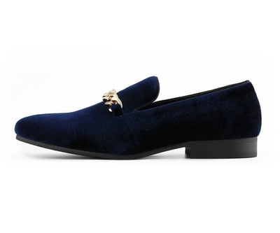 Amali Elegant Velvet Smoking Slippers Men’s With Gold Chain Ornament
