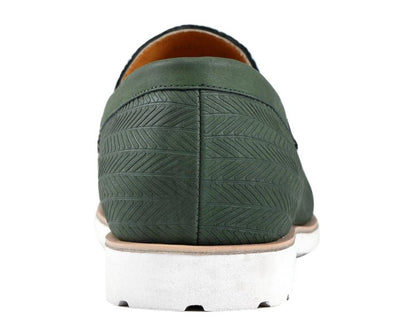 Amali Elias Herringbone Men’s Olive Green Fabric Loafers