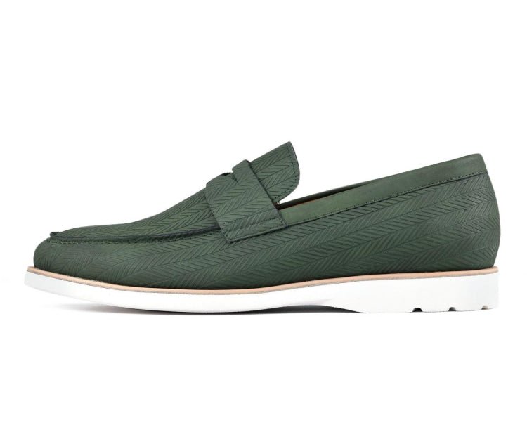 Amali Elias Herringbone Men’s Olive Green Fabric Loafers