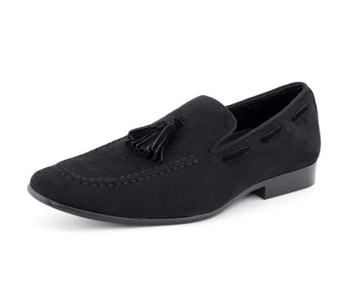 Amali Emperor Black Men's Velvet Tassel Loafers