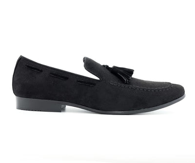 Amali Emperor Black Men's Velvet Tassel Loafers