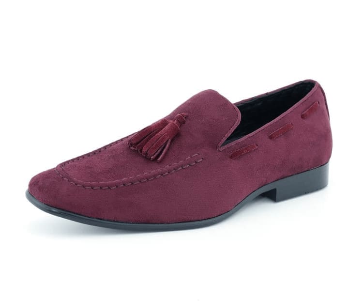 Amali Emperor Burgundy Men’s Velvet Tassel Loafers