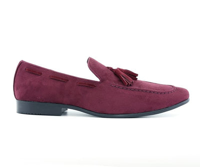Amali Emperor Burgundy Men’s Velvet Tassel Loafers