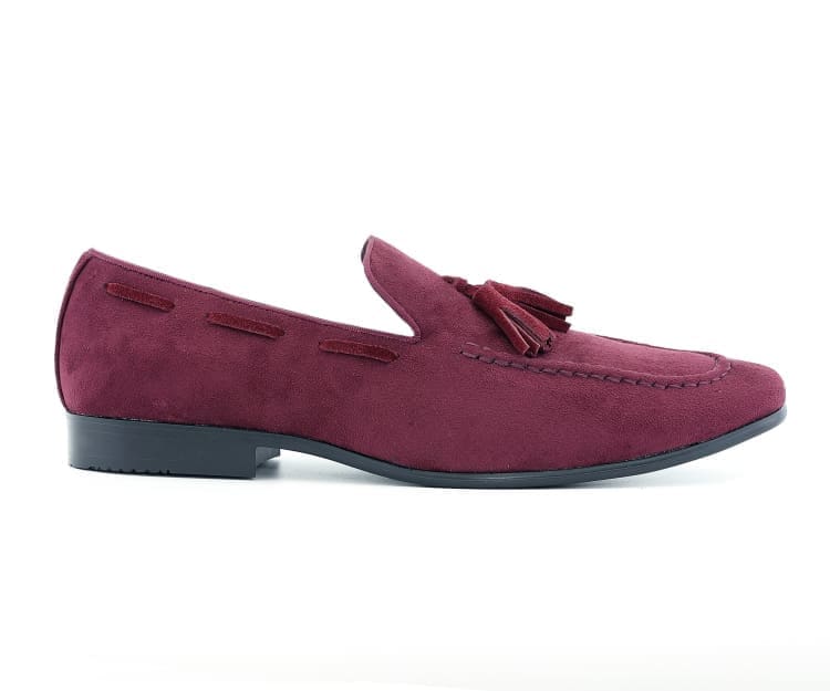 Amali Emperor Burgundy Men’s Velvet Tassel Loafers