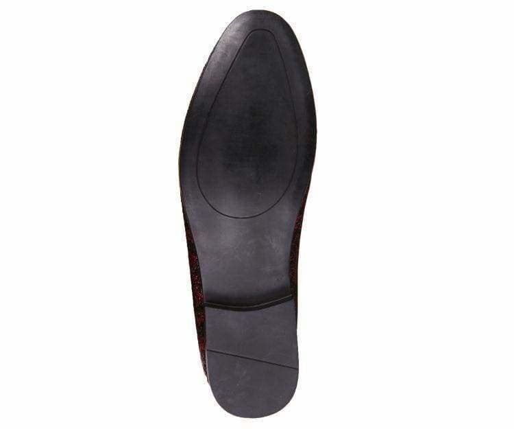 Amali Erin Red Paisley Glitter Tuxedo Slippers For Women