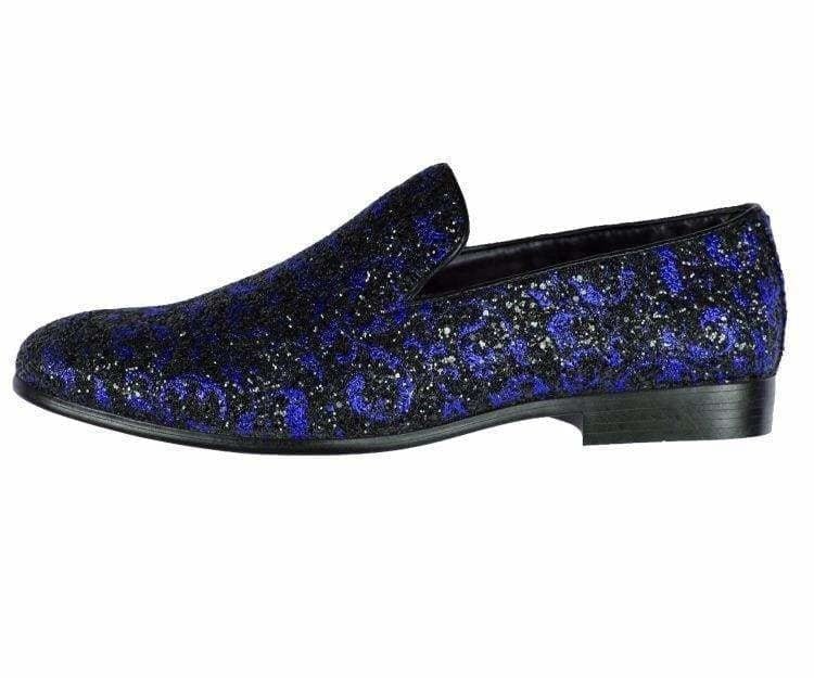 Amali Erin Royal Paisley Glitter Tux Slippers Men's