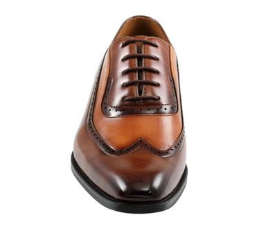 Amali Everett Distinguished Tan Wingtip Oxfords Men’s Leather