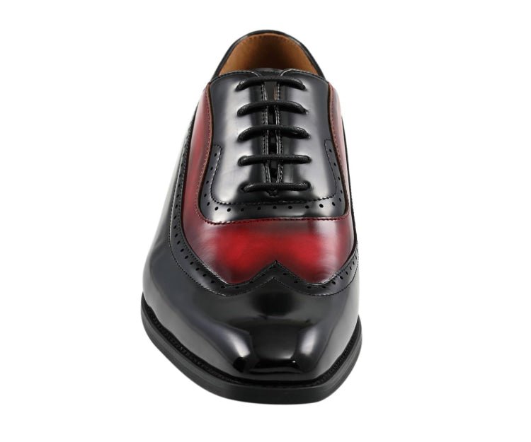 Amali Everett Two Tone Men's Black and Red Leather Wingtip Oxfords