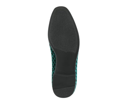 Amali Felix Green Velvet Smoking Slippers With Jaguar Bit