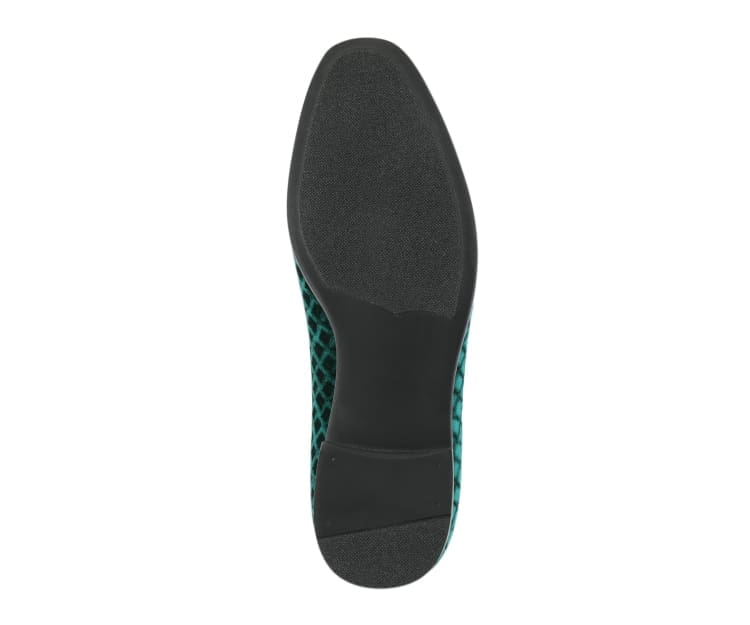 Amali Felix Green Velvet Smoking Slippers With Jaguar Bit