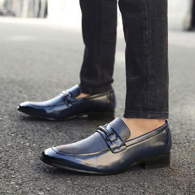 Amali Gerald Navy Men’s Slip On Dress Shoes Rubber Sole