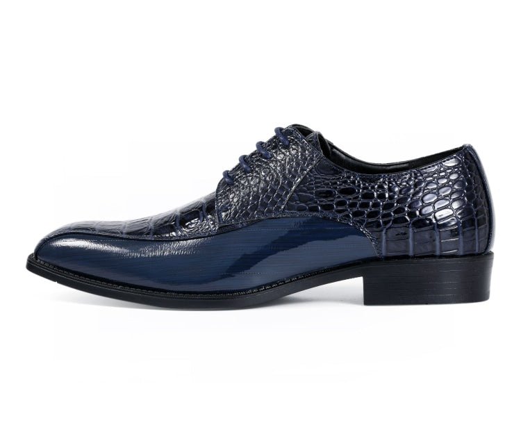 Amali Harvey Croc Men's Navy Blue Animal Print Sophisticated Oxford Shoes