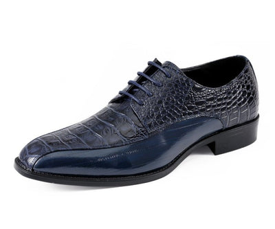 Amali Harvey Croc Men's Navy Blue Animal Print Sophisticated Oxford Shoes