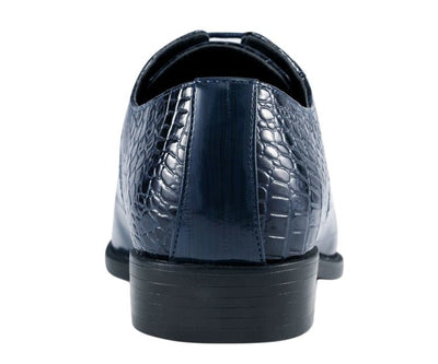 Amali Harvey Croc Men's Navy Blue Animal Print Sophisticated Oxford Shoes