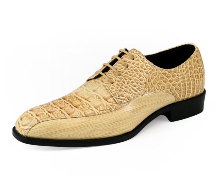 Amali Harvey Croc Men's Taupe Animal Print Sophisticated Oxford Shoes