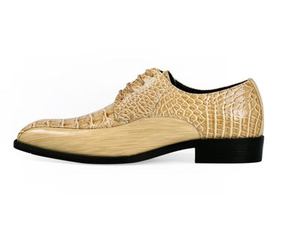Amali Harvey Croc Men's Taupe Animal Print Sophisticated Oxford Shoes