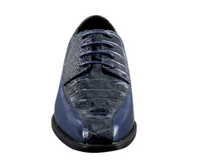 Amali Harvey Croc Men's Navy Blue Animal Print Sophisticated Oxford Shoes