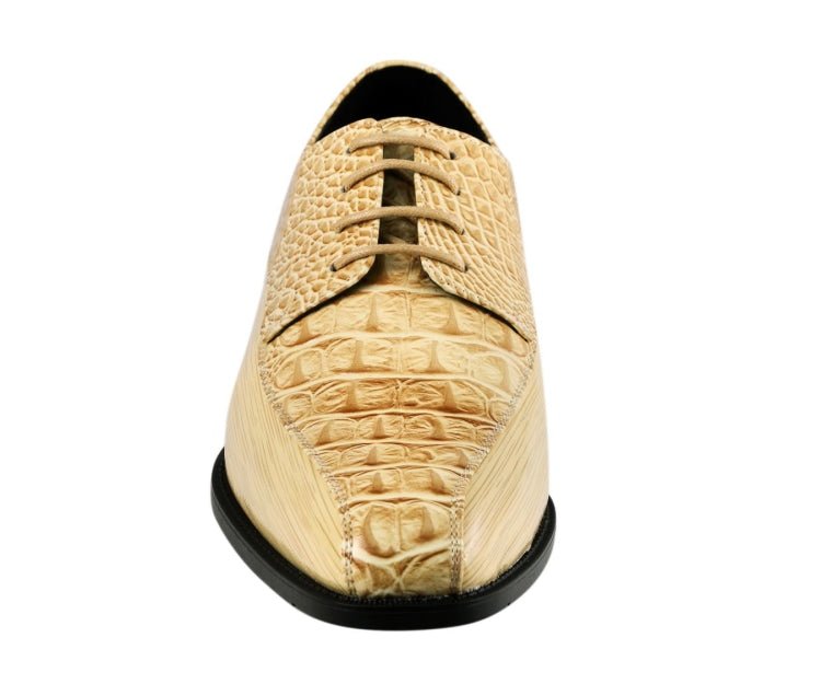 Amali Harvey Croc Men's Taupe Animal Print Sophisticated Oxford Shoes