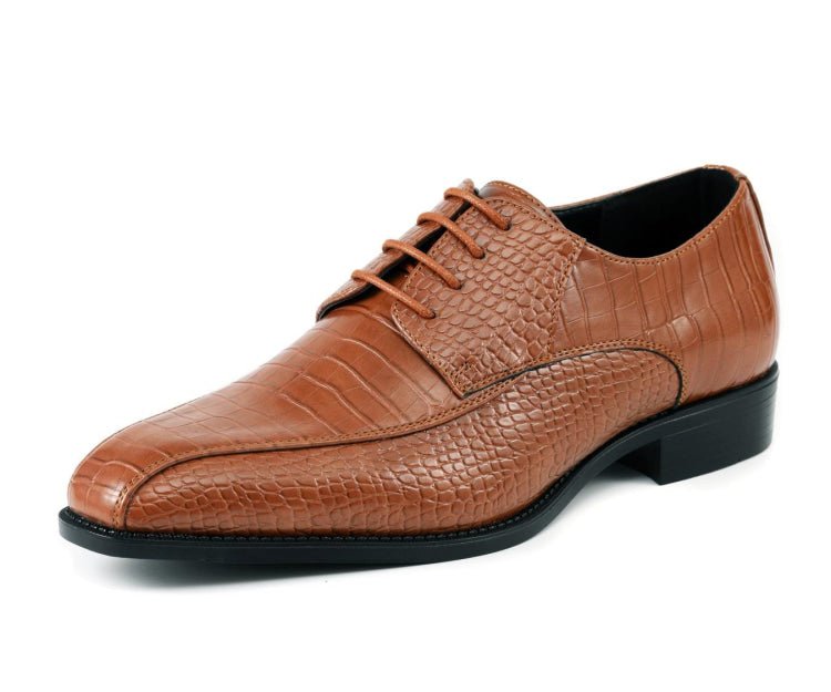 Amali Harvey Croc Men's Cognac Tan Animal Print Sophisticated Oxford Shoes