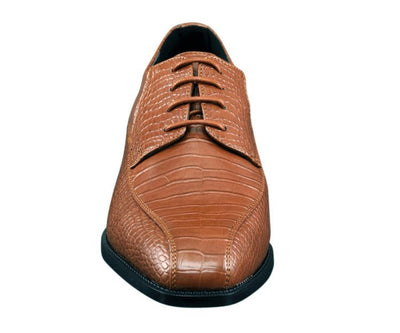 Amali Harvey Croc Men's Cognac Tan Animal Print Sophisticated Oxford Shoes