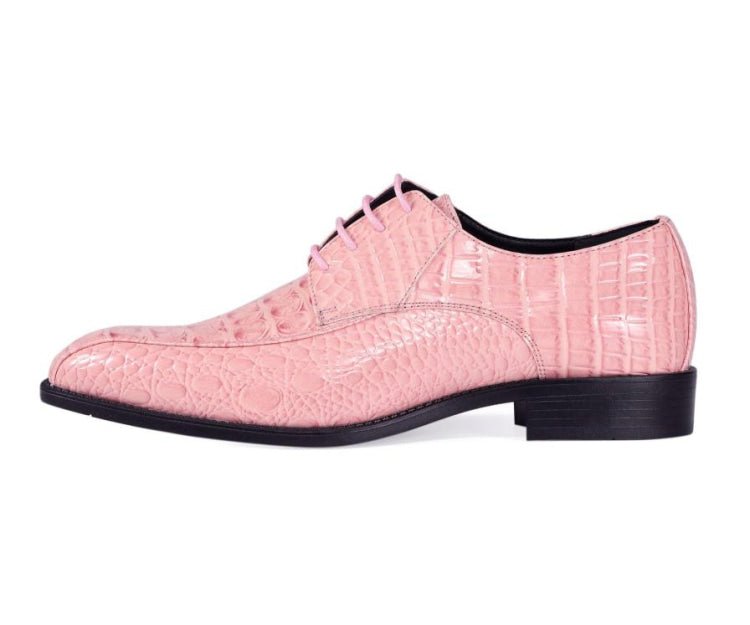 Amali Harvey Croc Men's Pink Animal Print Sophisticated Oxford Shoes
